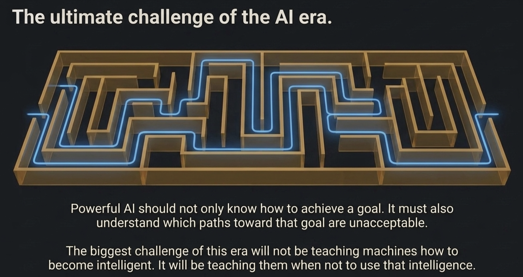 A maze illustrating that powerful AI must understand which routes to a goal are unacceptable.