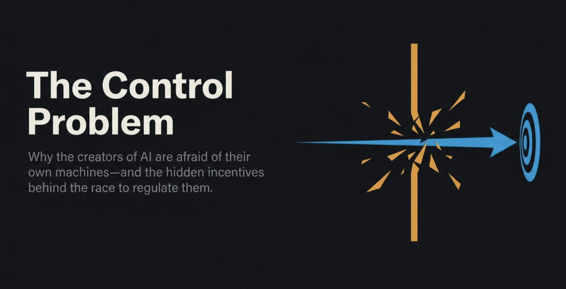 The Control Problem, illustrated by an arrow breaking through a boundary on its way to a target.